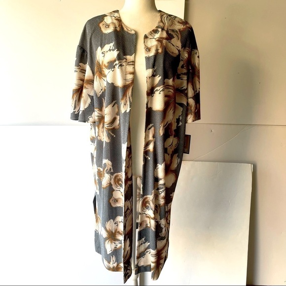 Maya Brooke Women Plus Size Hawaiian Floral Cardigan Jacket Long Open Front, 18W - Picture 1 of 15